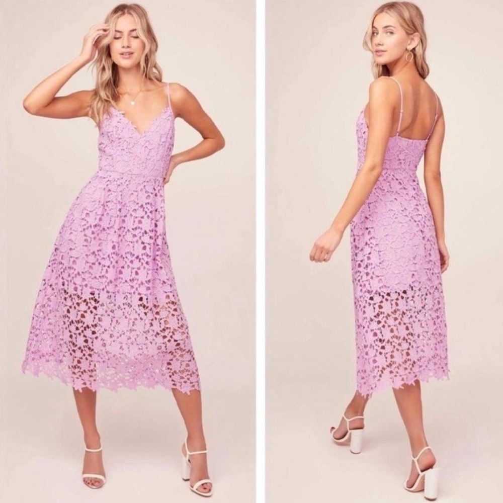 ASTR the Label Light Orchid Lace A-Line Midi Dress Size L